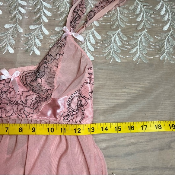 Pink and Black Lace Babydoll Lingerie Dress -Size S -NW05 - Picture 7 of 10